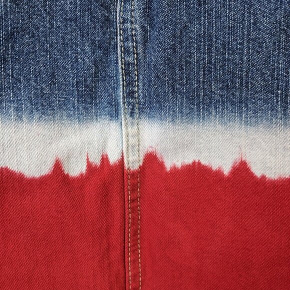 PARIS BLUES Jean Skirt Junior 7 Women's 8 Denim Red White & Blue Ombre Raw Hem - Picture 5 of 13